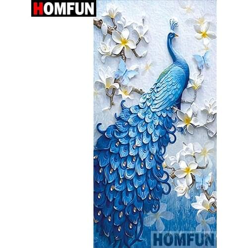 HOMFUN Full Square/Round Drill 5D DIY Diamond Painting "Animal peacock" 3D Embroidery Cross Stitch 5D Home Decor Gift A06218