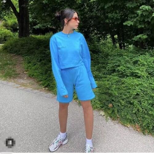 2021 summer new style long-sleeved blouse five-point pants suit latest design two-piece high-quality fashionable casual suit