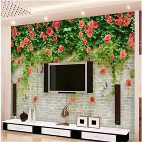 Beibehang silk cloth wallpaper rose large bedroom TV sofa backdrop wallpaper murals 3d for living room papel de parede