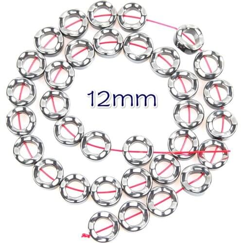 Natural Hematite Round Loose Bead 12mm Magnet Bead Round Wavy Bead For Making Jewelry DIY Bracelet Necklace Accessories 16 Inch