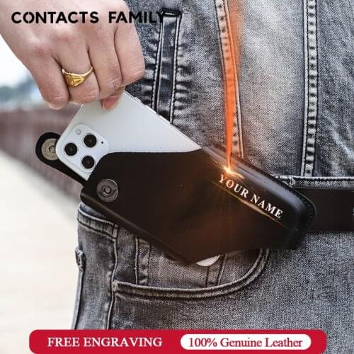 CONTACTS FAMILY Universal Cow Leather Phone Pouch Case For iPhone 12 11 Pro Max X 8 7 Xr Xs Cover Waist Belt Clip Holster Bags