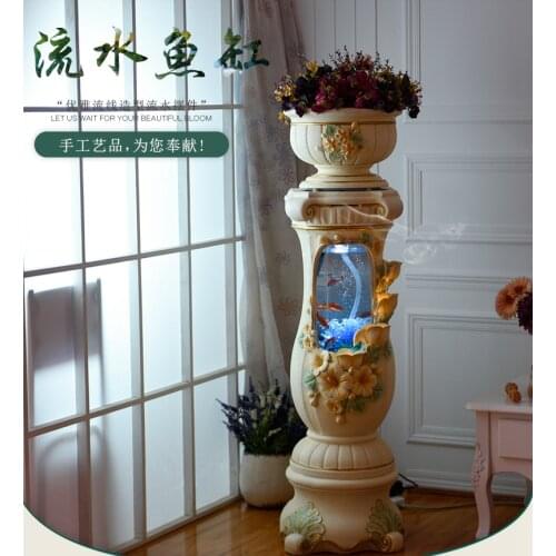 Living room household aquarium creative small and medium cylindrical decoration super white floor lazy ecological self circulati