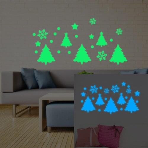 Luminous Home Christmas Tree Snowflake Christmas Wall Stickers Glow In The DIY Decal Fluorescent Home Decor for Mural Stickers