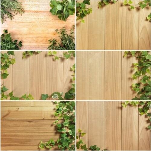 Wooden Board Backdrop Leaves and Natural Color Planks Photography Background Baby Shower Celebration Photo Booth Studio Decor