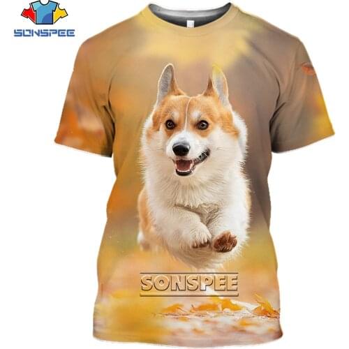 SONSPEE Summer Animal Corgi Dog Men Women 3D Print T-shirt Size Plus Cute Harajuku Fashion Funny Street Short Sleeve O-Neck Top