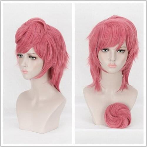 JOJO Bizarre Adventure Golden Wind Trish Una Cosplay Wig Anime Pink Synthetic Hair Halloween Costume Party Play Wigs