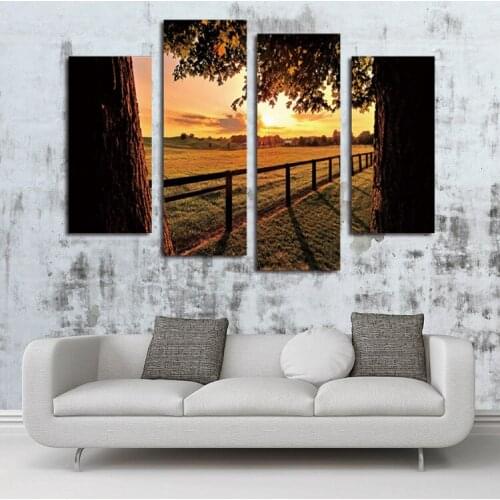 High-Definition Painting Picture Home Decor Wall Art Evening Farm Landscape Canvas Painting 4 Pieces/Set Frameless Wall Painting