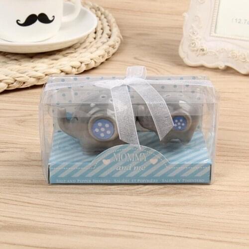 Wedding Favor "Mommy and Me" Little Elephant Ceramic Salt and Pepper Shaker with Gift Box LX8121