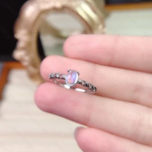Natural Moonstone Ring 925 Silver Womens Ring I have you in my heart, the feeling of heartbeat
