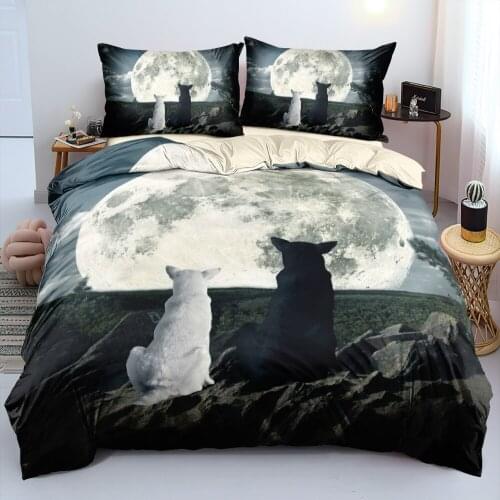 Duvet Cover Sets Wolves Europe Size,USA Size Digital Printing Comforter Covers Bed Linen 3pcs Bedding Set Cream 265x230cm Twin