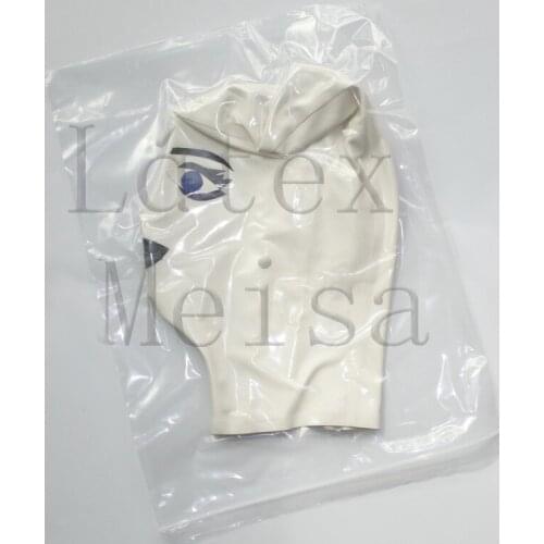 Handmade Cartoon latex masks Fetish rubber hoods in white color with back zip