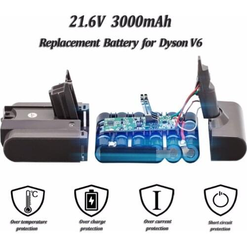 Best LED 3000mAh Li-ion Rechargeable Battery Replacement For Dyson V6 DC59 V6 DC58 DC61 DC62 210691-01 210692-01