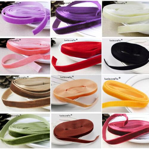 Lucia crafts 3/8" 10mm width multi colors options velvet ribbon diy garment clothing accessories (5yards/lot) T0804