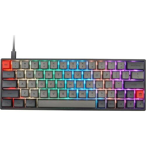 SK64 64 Keys GSA Dye-Sub PBT Keycaps Wired RGB Mechanical Gaming Keyboard For Windows / Ios / Andoid Waterproof - Black