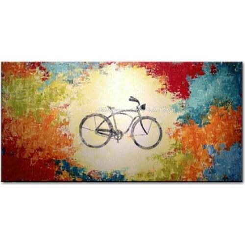 Hand Painted Modern Wall Art Home Decoration Memory Of The Bicycle Abstract Oil Painting On Canvas For Living Room Wall Painting