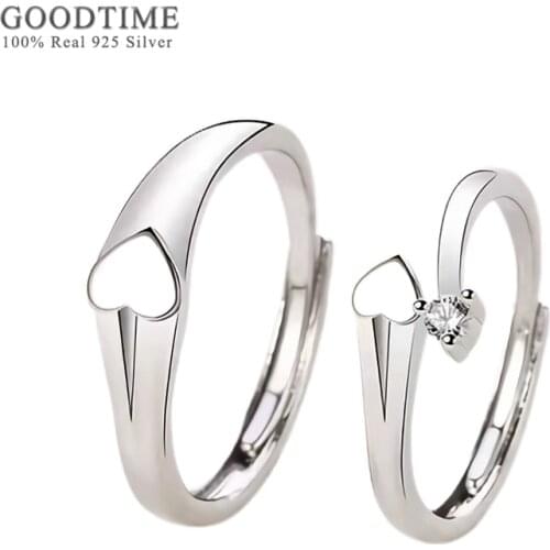 Fashion Couple 925 Sterling Silver Rings Wedding Engagement Heart Ring Zircon Jewelry Accessories Gift For Women Men