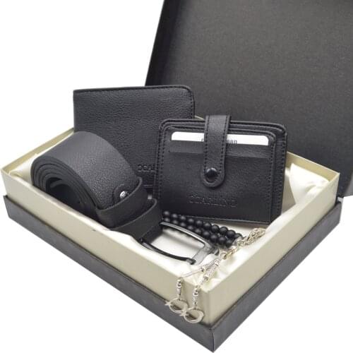 Mens Gift Set - Belt - Wallet - Credit Card Holder - Rosary
