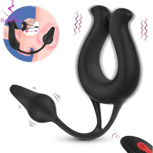 Testicle Vibrator for Men Penis Massager Ring Chastity Belt Couples Long Lasting Erection Remote Control Male Prostate Massager