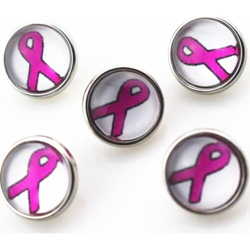 New arrive 20pcs/lot pink ribbon snap buttons for 12mm snap bangle bracelet ginger chunky interchangeable jewelry