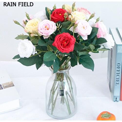 Single Rose Artificial Flowers Decorative Flowers Eternal Rose for Decor for The Wedding Artificial Flower Bouquet Red Silk