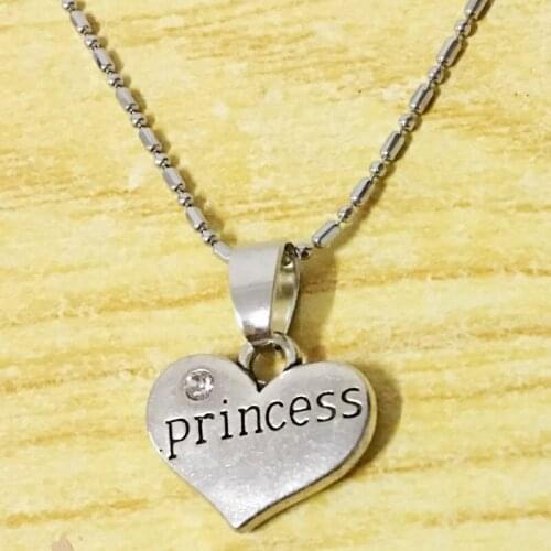 2pcs Crystal Heart Princess Necklace Girls Party Favor CharmJewelry