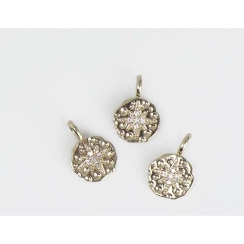 14k Gold Filled Northstar Charm 10mm Round Zircon Charm Necklace Charm Jewelry Making 10331750