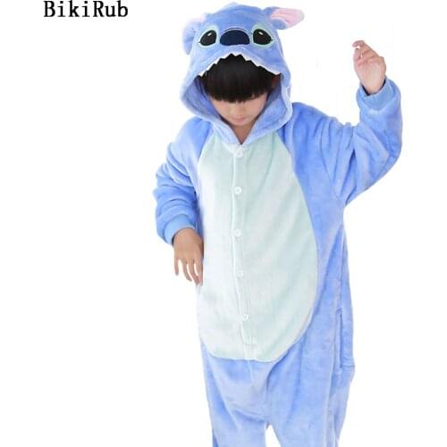 BIKIRUB Children Pajamas Winter Sleepwear Onesies Boys Girls Pajama Set Cute Stitch Cartoon Animal Kids Pyjamas Flannel Pijama