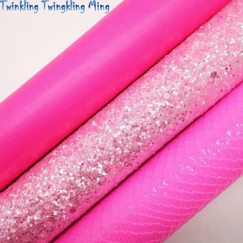 Rose Glitter Fabric, Snake Faux Leather Fabric, Synthetic Leather Fabric Sheets For Bow A4 8"x11" Twinkling Ming XM369