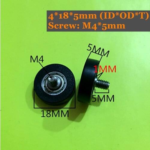 4x18x5mm POM Bearing With M4x5 Screw 10Pcs PU Pulley Wheels 696 Deep Groove Ball Bearing Sealed Bearing Used on Door and Window