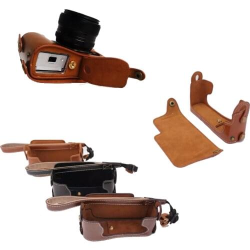 High Quality PU Leather Camera Bag for Fuji Fujifilm XE1 XE2 Half Body Pouch Cover With Screen Cover + Wrist strap