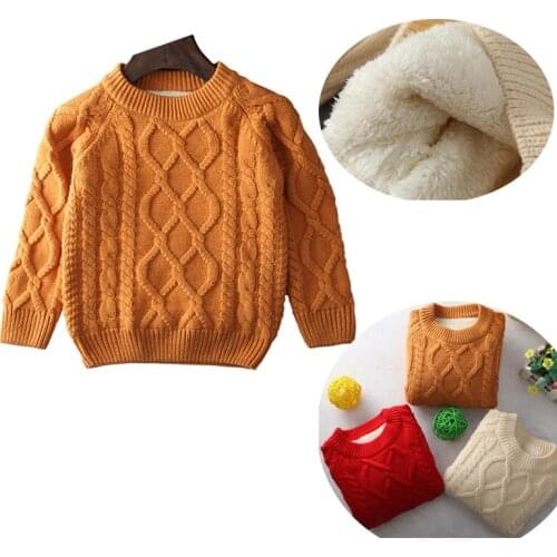 Girls Lamb Wool Sweater Winter Clothing Long Sleeved Pullover Knitted Solid Clothes Kids Pure Color Warm Sweater