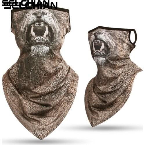 Animal Triangle Bandana Half Face Scarves Hanging Ear Tube Scarf Ice Silk Neck Gaiter Sun Cover Breathable Headband Men Women