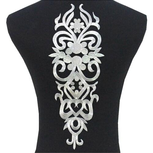 Iron On Embroidered Patches Cosplay Costumes Appliques Gold And Silver Trimes 13.8cm*36.9cm