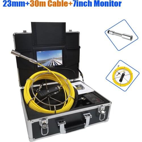 30M 23mm Endoscope CCTV Snake Sewer/Pipe/Drain/Pipeline/Wall Inspection Camera with 7inch Monitor