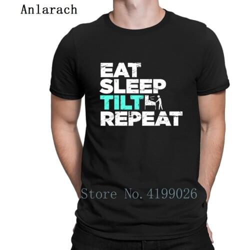 Eat Sleep Tilt Funny Arcade Pinball T Shirt Summer Style Tee Shirt Gents Custom Standard O-Neck Authentic Anti-Wrinkle Shirt