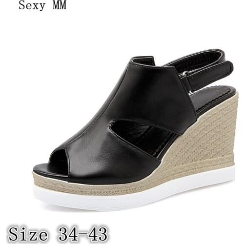 Women Platform High Heel Wedge Sandals Peep Toe Shoes Woman Summer High Heels Wedges Gladiator Sandals Plus Size 34- 40 41 42 43
