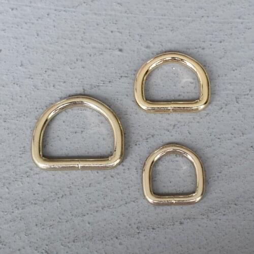 100 Pcs 15/20/25mm Gold Metal D Ring DIY Mountaineering Bag Dog Collar Leash Belt Sewing Knapsack Garment Pursestraps Clip Clasp