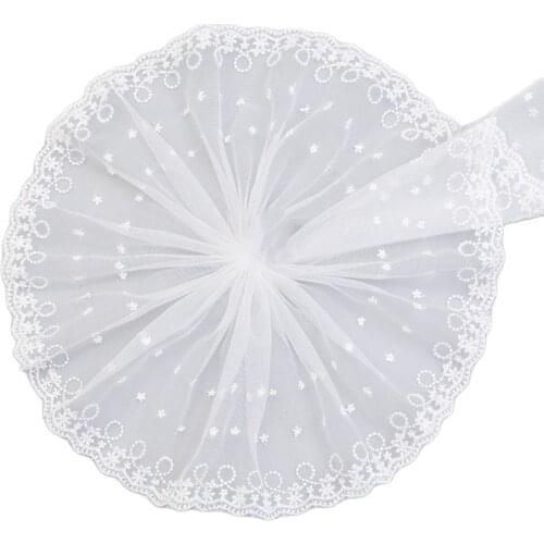 1Yard High Quality Tulle Embroidery Lace Fabric 23cm Lace Ribbon Guipure Dress Sewing Accessories Trimmings Fabric dentelle EQ32