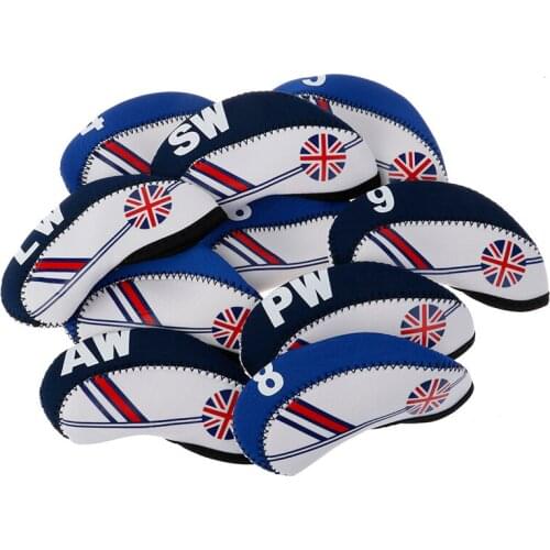 10Pcs/set Golf Club Iron Head Cover Neoprene National Flag Headcover Waterproof Golf Club Head