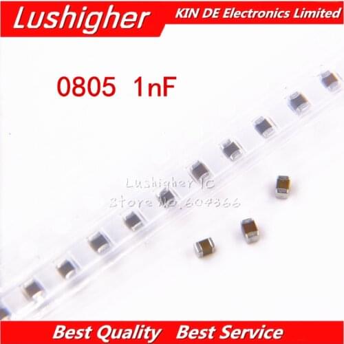 100pcs 0805 1nf 1000pf 102K 100V 102 X7R Error 10% SMD Ceramic Capacitor MLCC