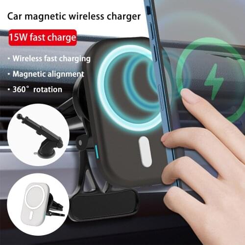 15W Car Magnetic Wireless Charger Mount Stand For iPhone 12 Pro Max 12Mini Strong Magnet Wireless Charger Phone Holder