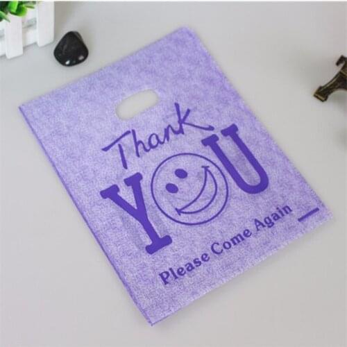 2016 Hot Sale Wholesale 100pcs/lot 20*25cm Blue Packaging Bags Plastic Smile Face Shopping Bags Thank You Gift Bags