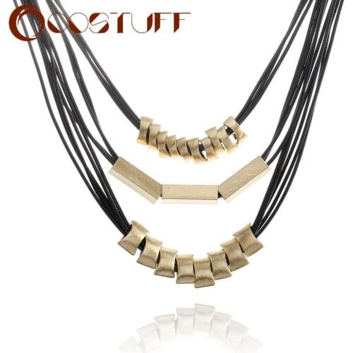 2021 Fashion 3 Layers Suspension Pendants Necklace Vintage Gold Silver Color Decorative Jewelry for Women Neck Choker Goth Thing