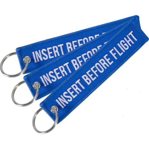 3pcs/lot Insert Before Flight Keychain Jewelry keyring for Aviation Gifts key fobs Emboridery Blue OEM Key chain Sleutelhanger