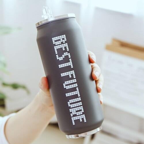 350ml/500ml Creativo Paglia Thermos Tazza a Prova di Perdite Bevanda Calda e Fredda Bottiglia di Acqua Lattine In Acciaio