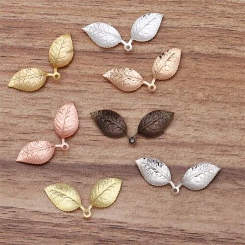 50pcs 13x32mm Gold Silver Color Leaf Flower Pendant Charms European Jewelry Findings for DIY Necklace Bracelet Making