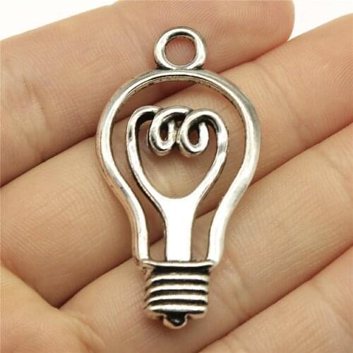 6pcs Charms Light Bulb 46x24mm 2 Colors Antique Silver Color Antique Bronze Pendant Light Bulb Charms Jewelry Findings