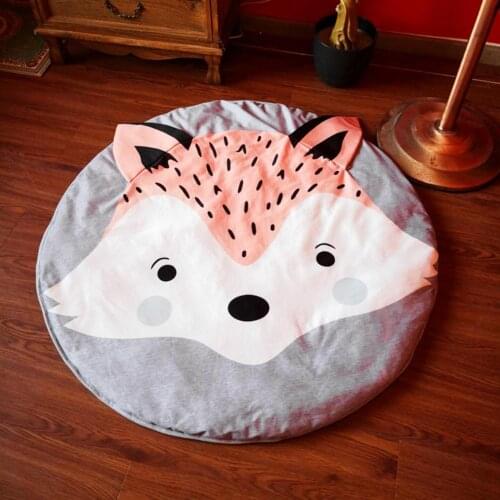 85cm Baby Play Mat Fox Print Baby Toddler Crawling Blanket Soft Cotton Crawling Play Mat Blanket Floor Carpet Home Decor