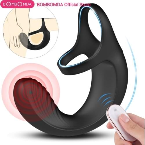 9 Modes Vibrating Penis Massager Ring Dildo Sex Toys for Men Scrotum Massager Male Chastity Cage Testicle Bondage Vibrators