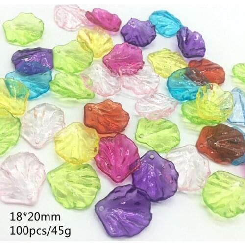 Acrylic Big Transparent Beads shell DIY Beads For Jewelry Making Tiaras Earring accessories leaf blade 18*20mm 100pcs/bag